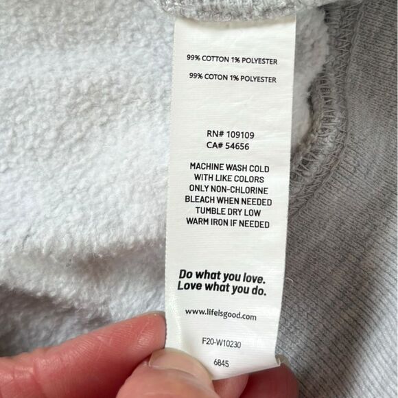 Life is Good Simply True Full Zip Fleece Hoodie Gray Spell Out Womens Medium - Picture 8 of 10